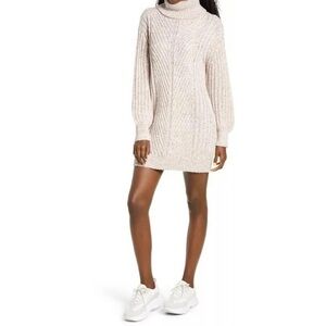 All in Favor Sweater Dress Women’s Size M Cream Multi Turtleneck NWT